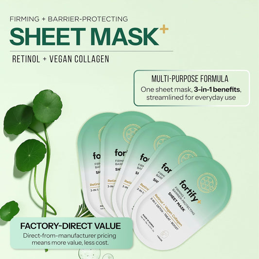 Facial Sheet Mask 5 Pack - Retinol and Vegan Collagen