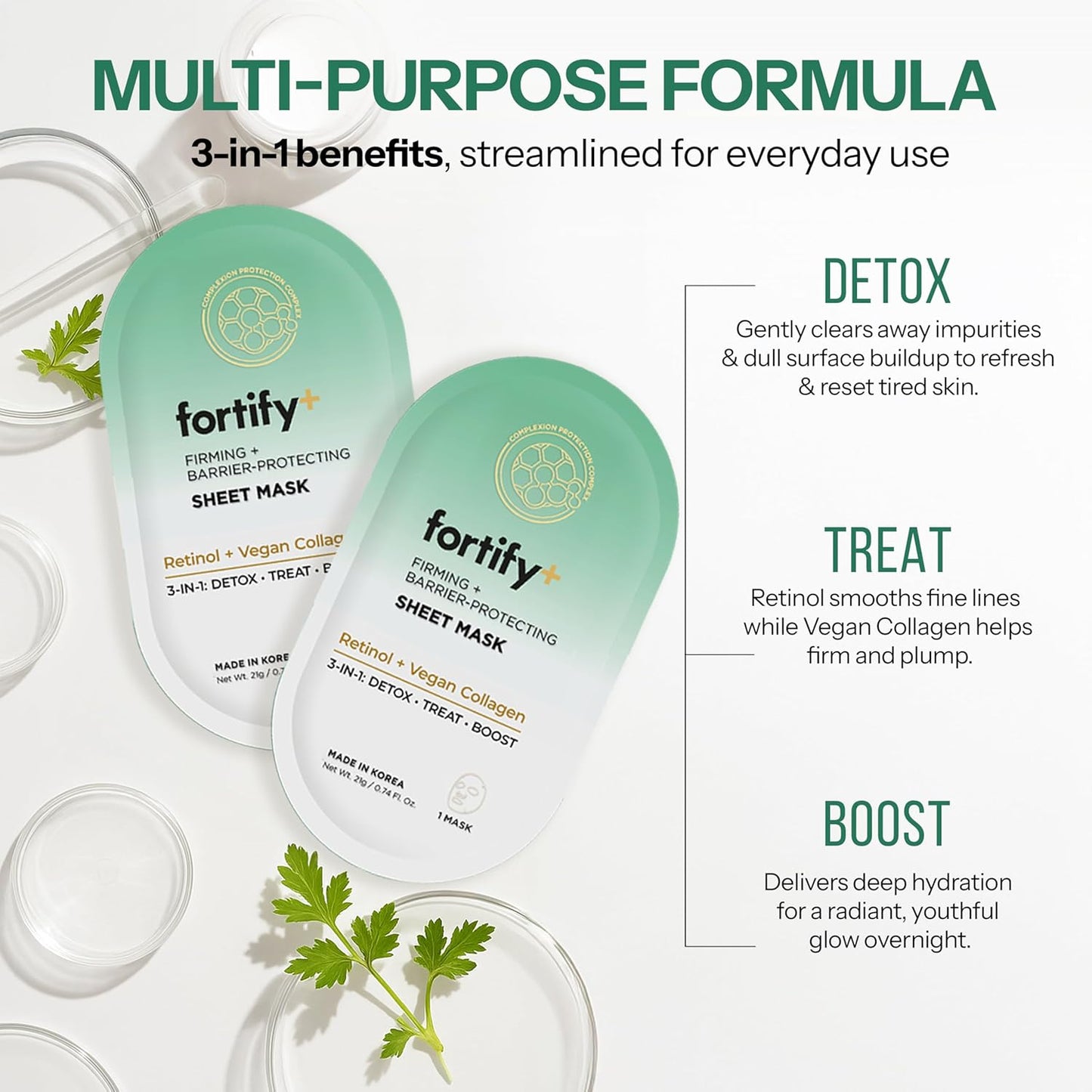Facial Sheet Mask 5 Pack - Retinol and Vegan Collagen