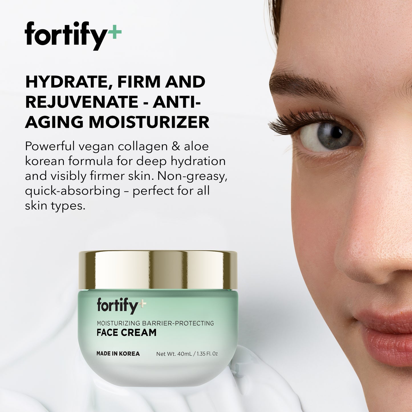 Face Cream Daily Moisturizer - Peptides + Vegan Collagen