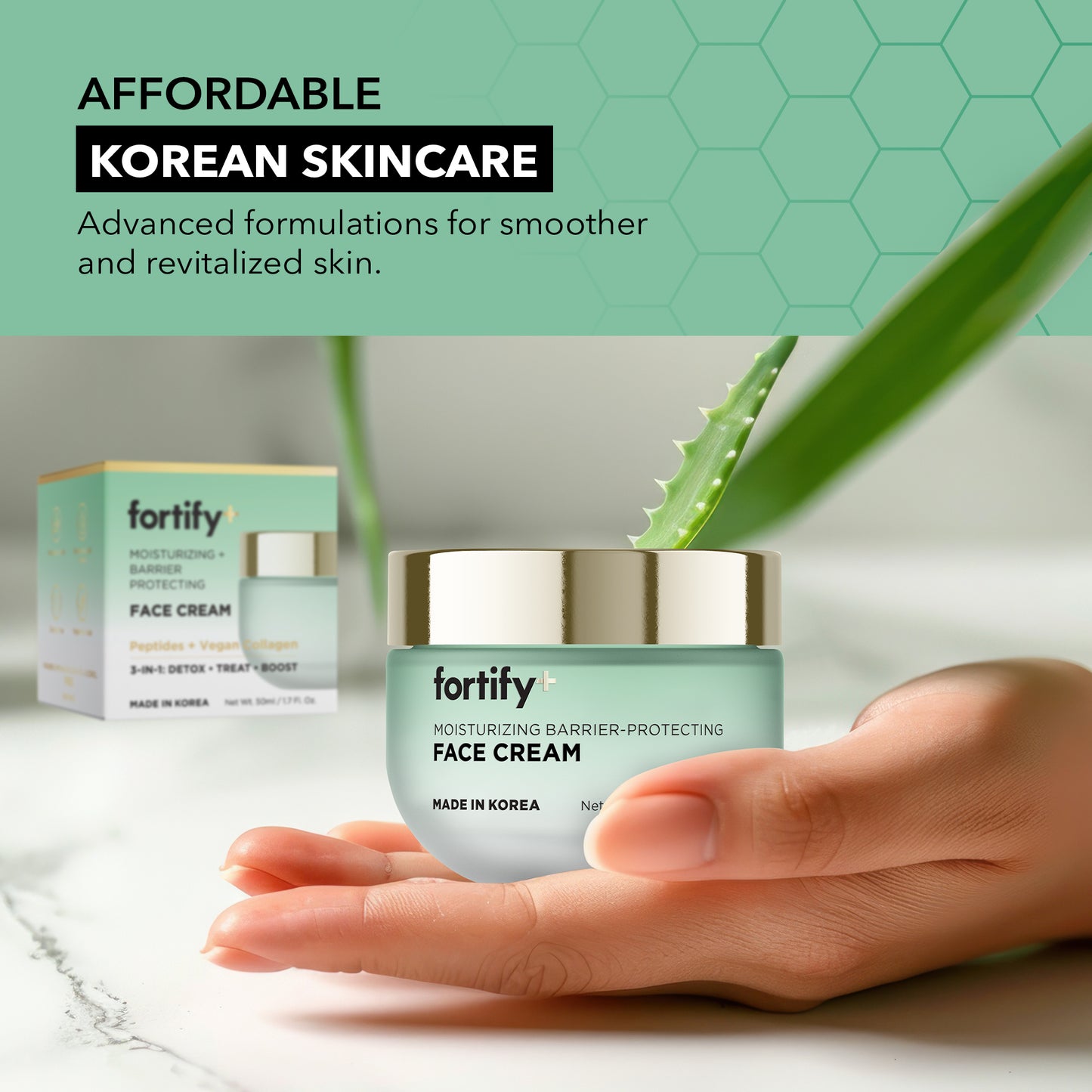 Face Cream Daily Moisturizer - Peptides + Vegan Collagen