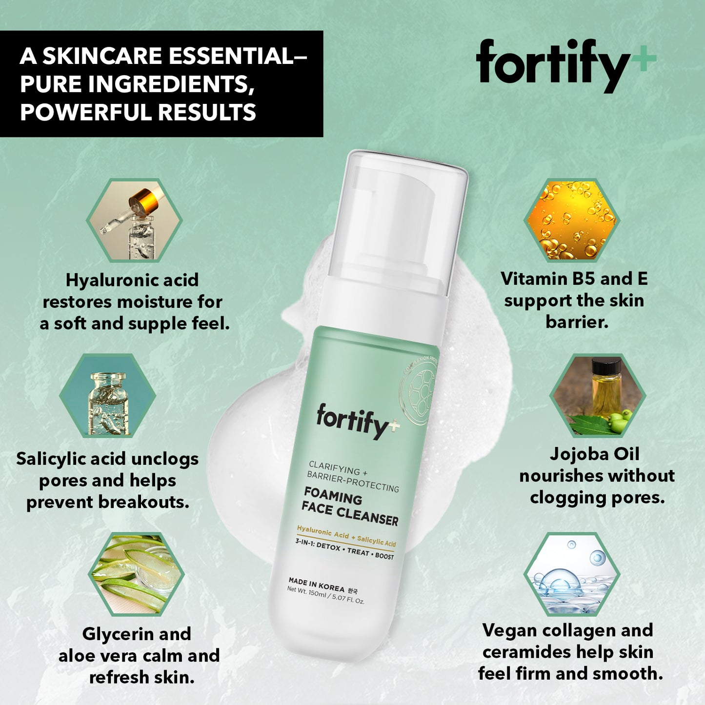 Foaming Facial Cleanser - Hyaluronic + Salicylic Acid