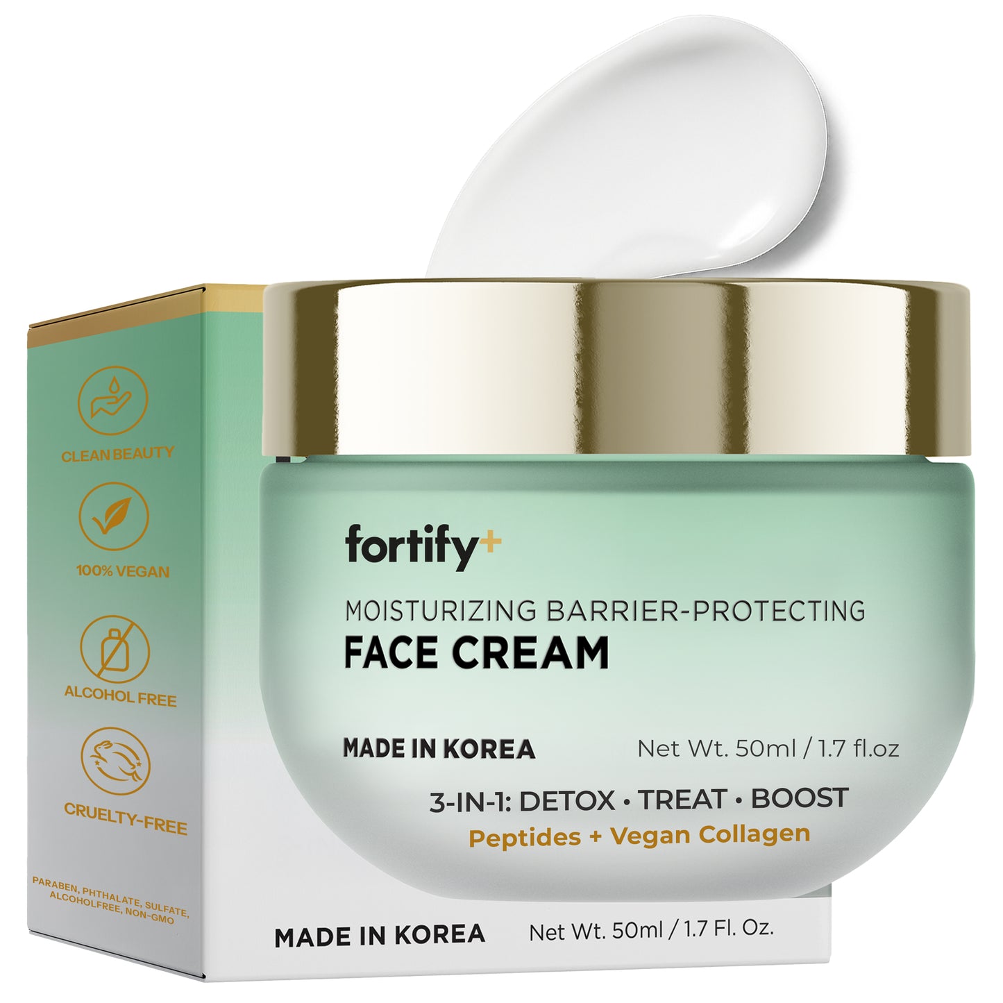 Face Cream Daily Moisturizer - Peptides + Vegan Collagen